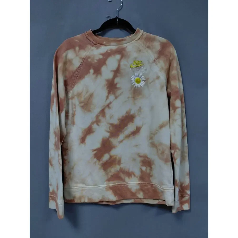 Nike Tie Dye Brown Sweatshirt Long Sleeve Crew Neck Men Size XL